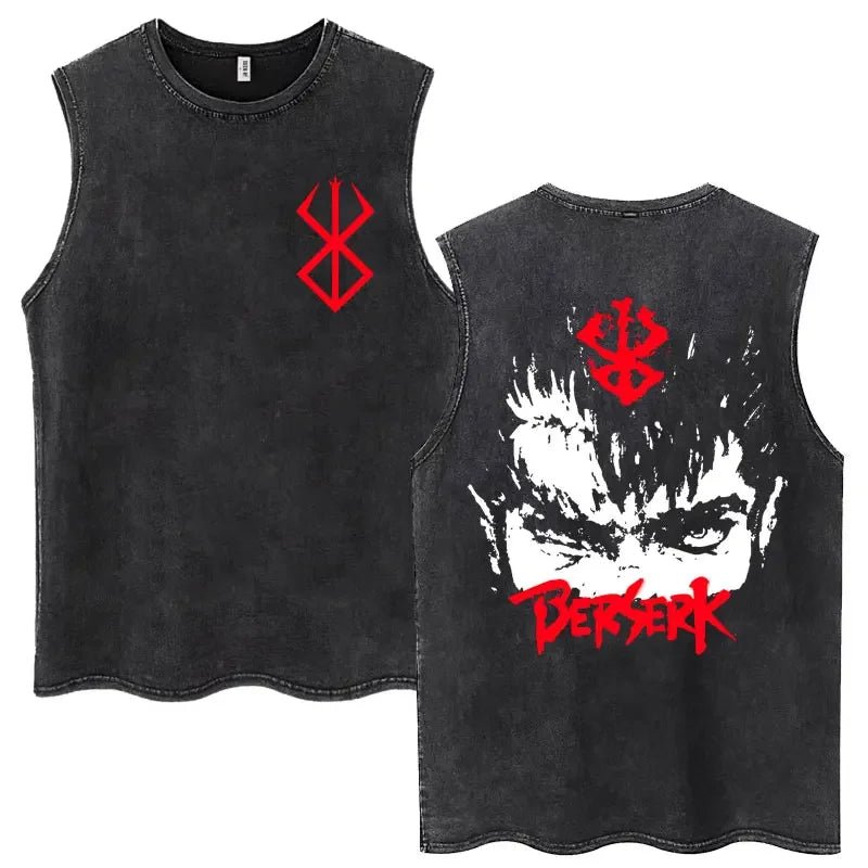 Anime Berserk Guts lavé Harajuku débardeurs rétro Manga Gatsu Griffith Zodd t-shirts sans manches unisexe coton surdimensionné T-Shirt - FATAONAnime Berserk Guts lavé Harajuku débardeurs rétro Manga Gatsu Griffith Zodd t-shirts sans manches unisexe coton surdimensionné T-ShirtMode & Lifestyle HommeFATAON