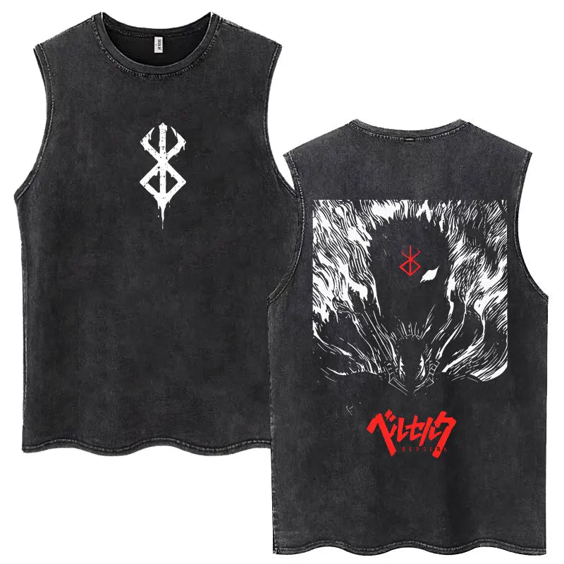 Anime Berserk Guts lavé Harajuku débardeurs rétro Manga Gatsu Griffith Zodd t-shirts sans manches unisexe coton surdimensionné T-Shirt - FATAONAnime Berserk Guts lavé Harajuku débardeurs rétro Manga Gatsu Griffith Zodd t-shirts sans manches unisexe coton surdimensionné T-ShirtMode & Lifestyle HommeFATAON
