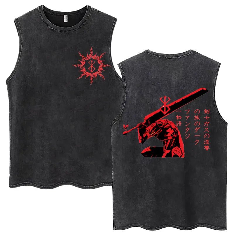 Anime Berserk Guts lavé Harajuku débardeurs rétro Manga Gatsu Griffith Zodd t-shirts sans manches unisexe coton surdimensionné T-Shirt - FATAONAnime Berserk Guts lavé Harajuku débardeurs rétro Manga Gatsu Griffith Zodd t-shirts sans manches unisexe coton surdimensionné T-ShirtMode & Lifestyle HommeFATAON