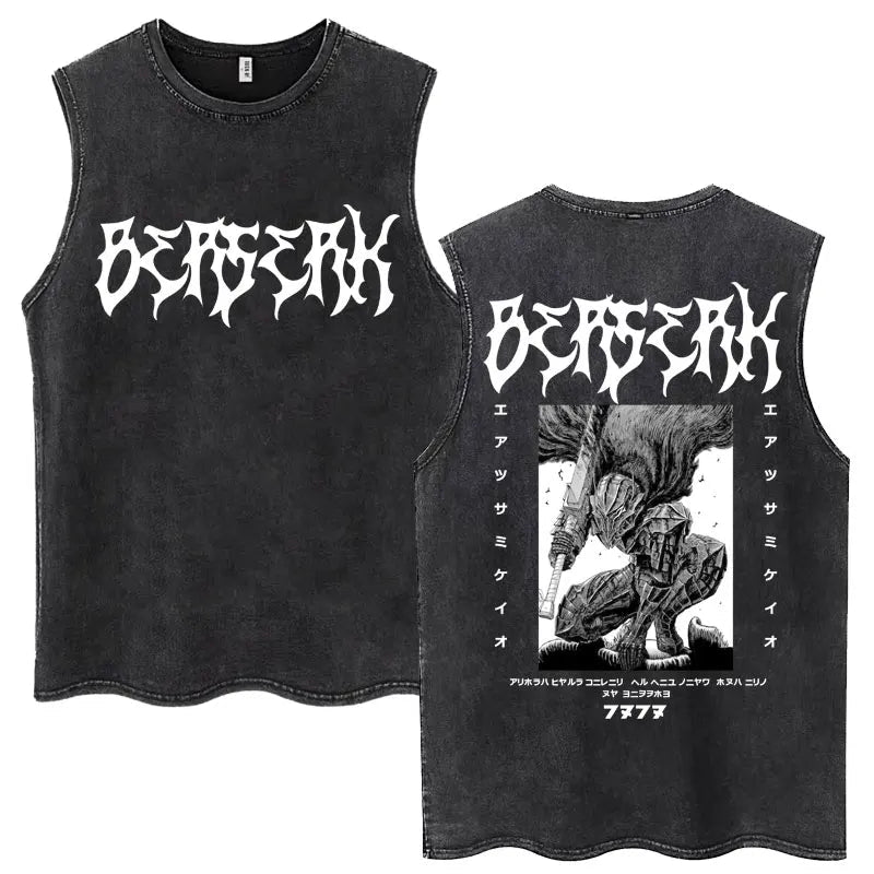 Anime Berserk Guts lavé Harajuku débardeurs rétro Manga Gatsu Griffith Zodd t-shirts sans manches unisexe coton surdimensionné T-Shirt - FATAONAnime Berserk Guts lavé Harajuku débardeurs rétro Manga Gatsu Griffith Zodd t-shirts sans manches unisexe coton surdimensionné T-ShirtMode & Lifestyle HommeFATAON