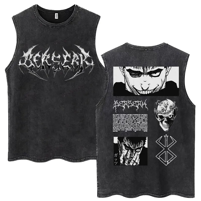 Anime Berserk Guts lavé Harajuku débardeurs rétro Manga Gatsu Griffith Zodd t-shirts sans manches unisexe coton surdimensionné T-Shirt - FATAONAnime Berserk Guts lavé Harajuku débardeurs rétro Manga Gatsu Griffith Zodd t-shirts sans manches unisexe coton surdimensionné T-ShirtMode & Lifestyle HommeFATAON