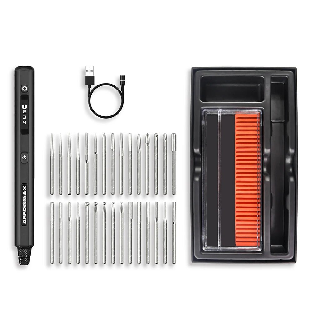 ARROWMAX stylo de gravure électrique sans fil Kit d'outils rotatifs Mini meuleuse avec 30 Bits pour métal bois plastique sculpture sur verre nouveau - FATAONARROWMAX stylo de gravure électrique sans fil Kit d'outils rotatifs Mini meuleuse avec 30 Bits pour métal bois plastique sculpture sur verre nouveauOutils & PerformanceFATAON
