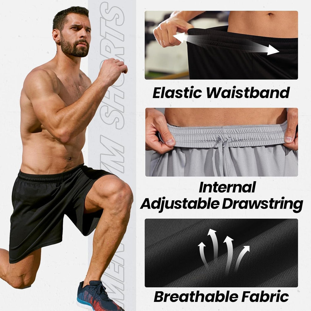 Athletic Shorts for Men with Pockets and Elastic Waistband Quick Dry Activewear - Fix & GoAthletic Shorts for Men with Pockets and Elastic Waistband Quick Dry ActivewearFix & Go