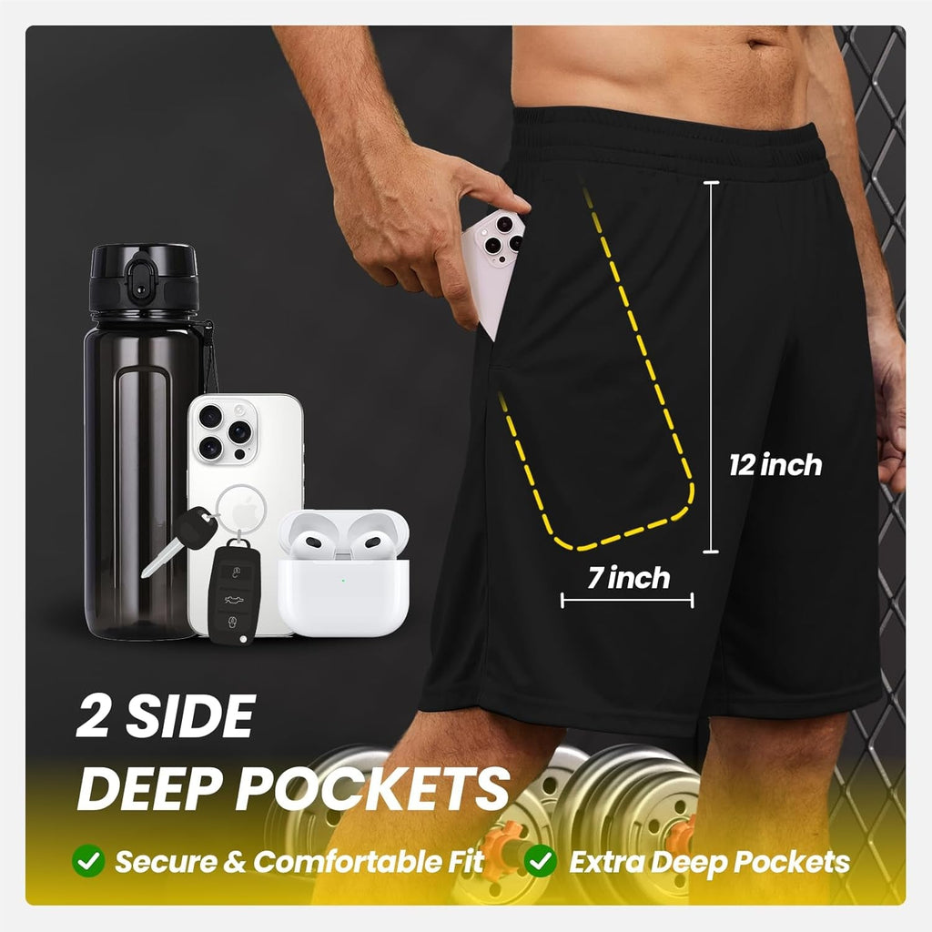 Athletic Shorts for Men with Pockets and Elastic Waistband Quick Dry Activewear - Fix & GoAthletic Shorts for Men with Pockets and Elastic Waistband Quick Dry ActivewearFix & Go