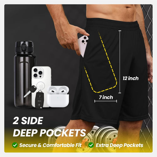 Athletic Shorts for Men with Pockets and Elastic Waistband Quick Dry Activewear - Fix & GoAthletic Shorts for Men with Pockets and Elastic Waistband Quick Dry ActivewearFix & Go