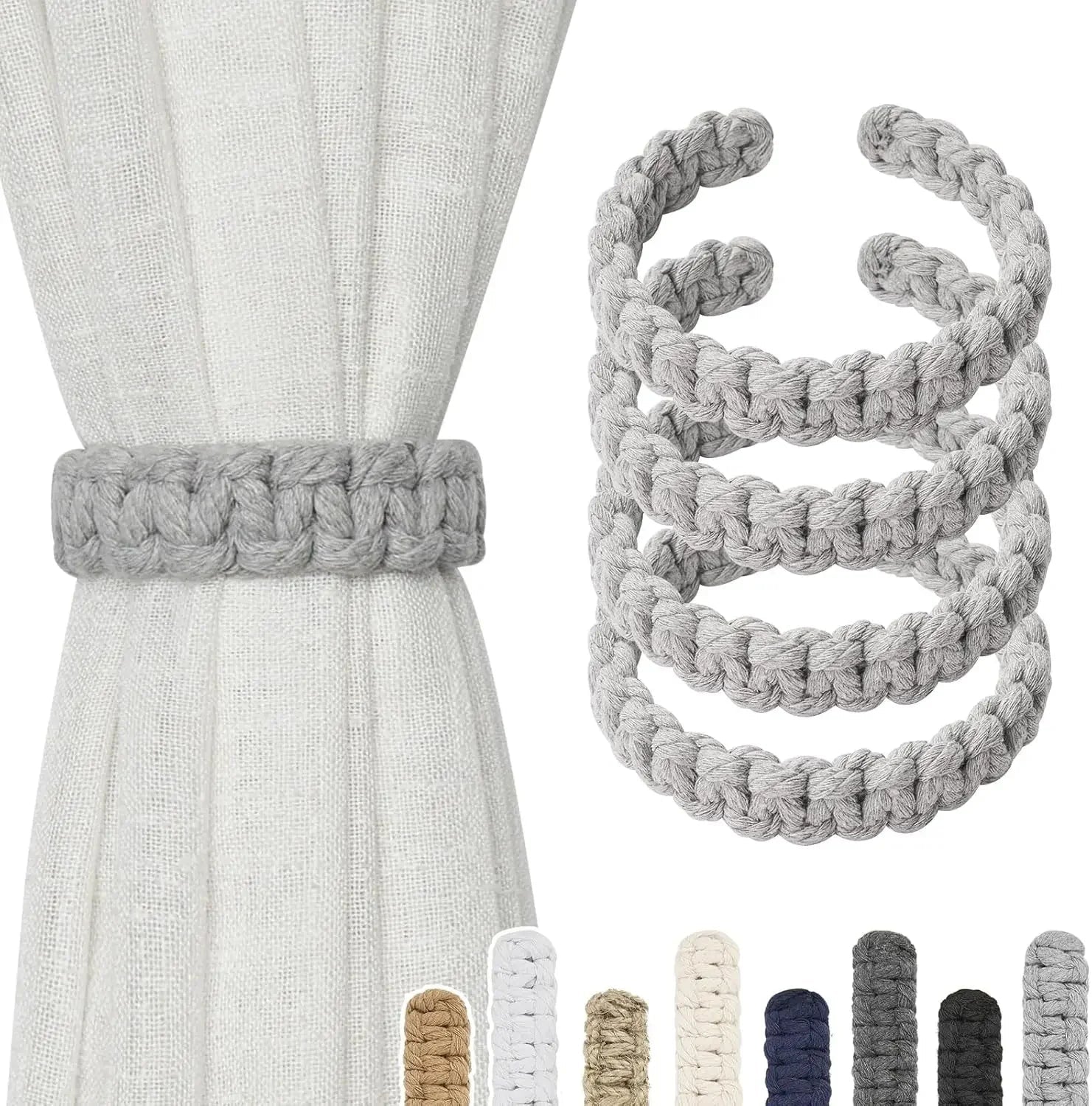 Attaches de rideaux bohèmes faits à la main en jute avec design en fibres naturelles – Supports élégants pour draperies, parfaits pour les accents de chambre - FATAONAttaches de rideaux bohèmes faits à la main en jute avec design en fibres naturelles – Supports élégants pour draperies, parfaits pour les accents de chambreSolutions MaisonFATAON