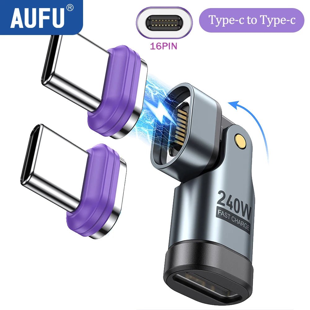 AUFU 240W Magnetic Type C to Lightning Adapter 16Pin USB - C to Type - C Fast Charge USB C Female Converter for iPhon Xiaomi Macbook - FATAONAUFU 240W Magnetic Type C to Lightning Adapter 16Pin USB - C to Type - C Fast Charge USB C Female Converter for iPhon Xiaomi MacbookFATAON