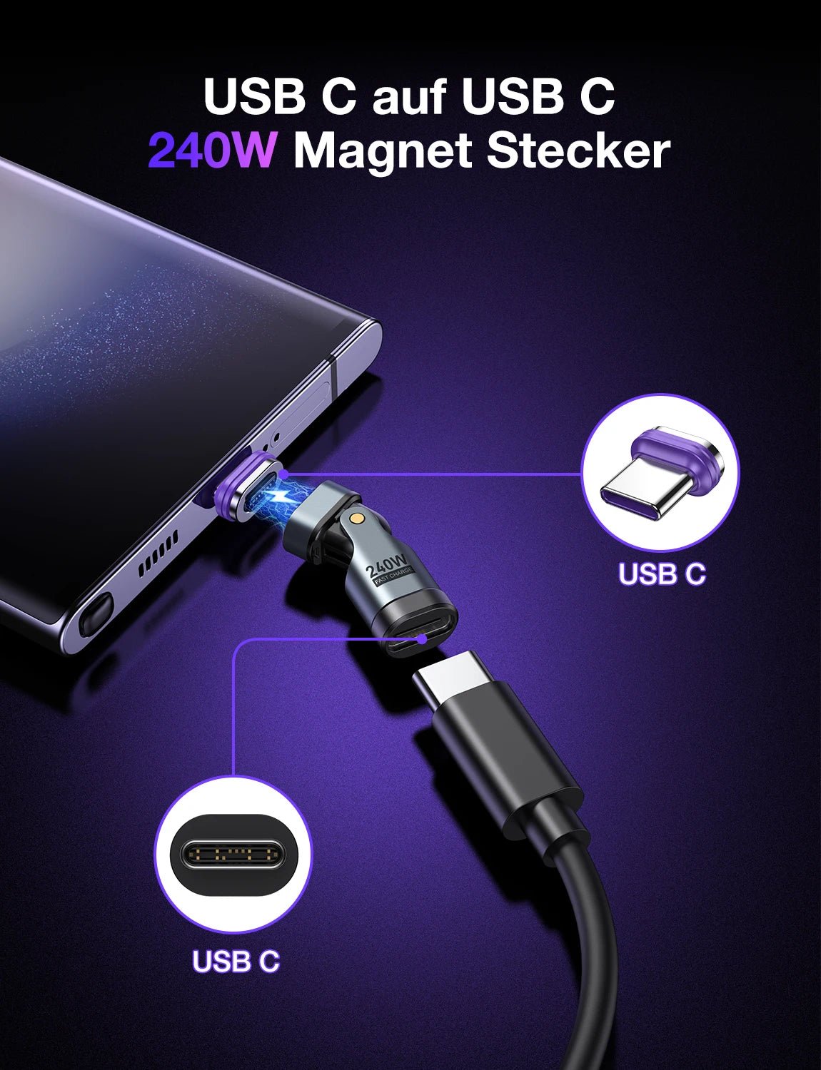 AUFU 240W Magnetic Type C to Lightning Adapter 16Pin USB - C to Type - C Fast Charge USB C Female Converter for iPhon Xiaomi Macbook - FATAONAUFU 240W Magnetic Type C to Lightning Adapter 16Pin USB - C to Type - C Fast Charge USB C Female Converter for iPhon Xiaomi MacbookFATAON