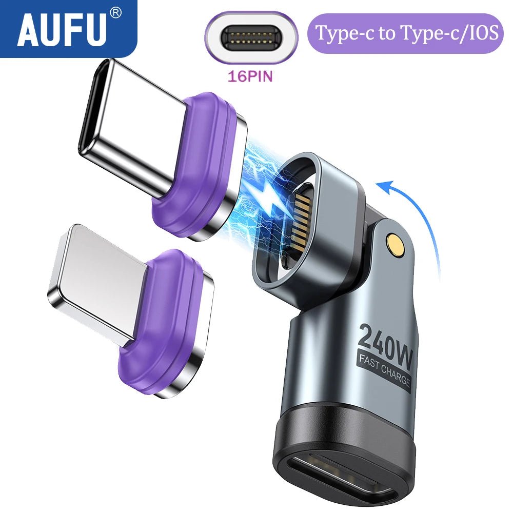 AUFU 240W Magnetic Type C to Lightning Adapter 16Pin USB - C to Type - C Fast Charge USB C Female Converter for iPhon Xiaomi Macbook - FATAONAUFU 240W Magnetic Type C to Lightning Adapter 16Pin USB - C to Type - C Fast Charge USB C Female Converter for iPhon Xiaomi MacbookFATAON