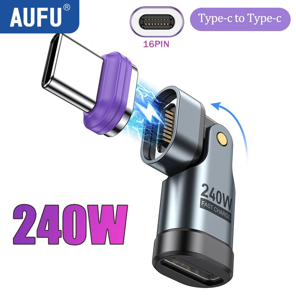 AUFU 240W Magnetic Type C to Lightning Adapter 16Pin USB - C to Type - C Fast Charge USB C Female Converter for iPhon Xiaomi Macbook - FATAONAUFU 240W Magnetic Type C to Lightning Adapter 16Pin USB - C to Type - C Fast Charge USB C Female Converter for iPhon Xiaomi MacbookFATAON