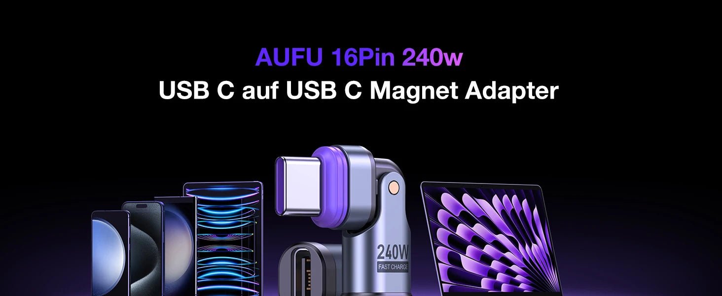 AUFU 240W Magnetic Type C to Lightning Adapter 16Pin USB - C to Type - C Fast Charge USB C Female Converter for iPhon Xiaomi Macbook - FATAONAUFU 240W Magnetic Type C to Lightning Adapter 16Pin USB - C to Type - C Fast Charge USB C Female Converter for iPhon Xiaomi MacbookFATAON