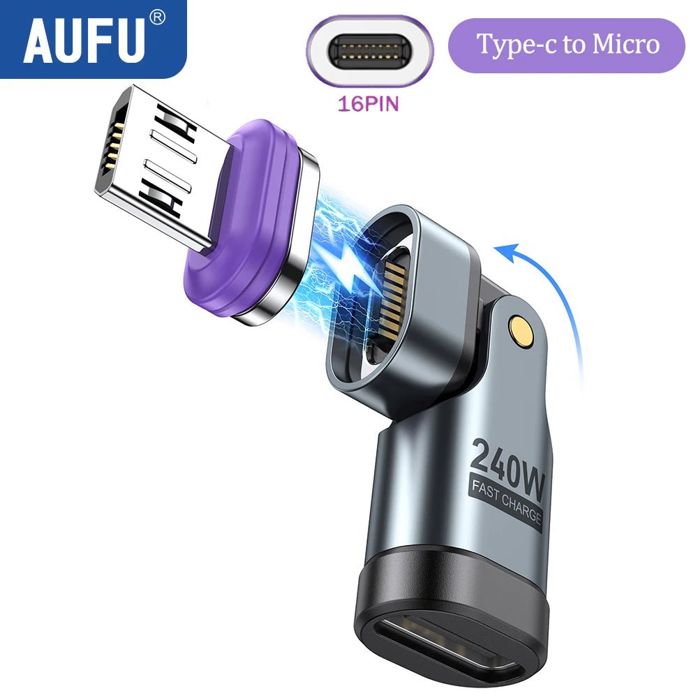 AUFU 240W Magnetic Type C to Lightning Adapter 16Pin USB - C to Type - C Fast Charge USB C Female Converter for iPhon Xiaomi Macbook - FATAONAUFU 240W Magnetic Type C to Lightning Adapter 16Pin USB - C to Type - C Fast Charge USB C Female Converter for iPhon Xiaomi MacbookFATAON