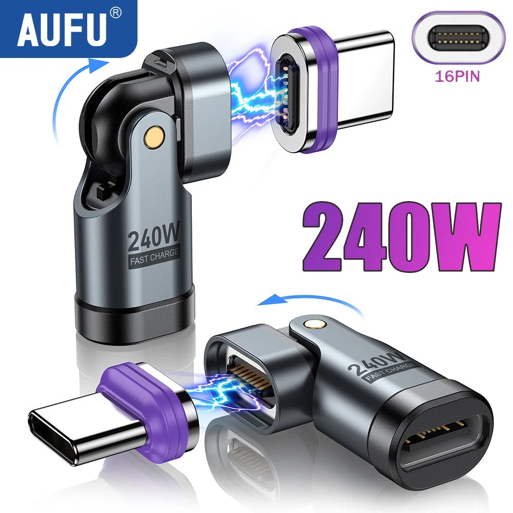 AUFU 240W Magnetic Type C to Lightning Adapter 16Pin USB - C to Type - C Fast Charge USB C Female Converter for iPhon Xiaomi Macbook - FATAONAUFU 240W Magnetic Type C to Lightning Adapter 16Pin USB - C to Type - C Fast Charge USB C Female Converter for iPhon Xiaomi MacbookFATAON