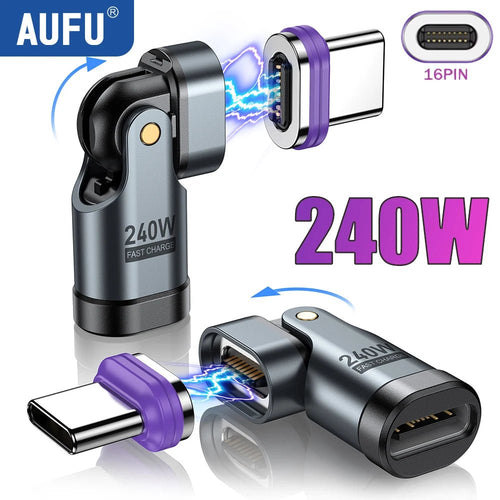 AUFU 240W Magnetic Type C to Lightning Adapter 16Pin USB - C to Type - C Fast Charge USB C Female Converter for iPhon Xiaomi Macbook - FATAONAUFU 240W Magnetic Type C to Lightning Adapter 16Pin USB - C to Type - C Fast Charge USB C Female Converter for iPhon Xiaomi MacbookFATAON