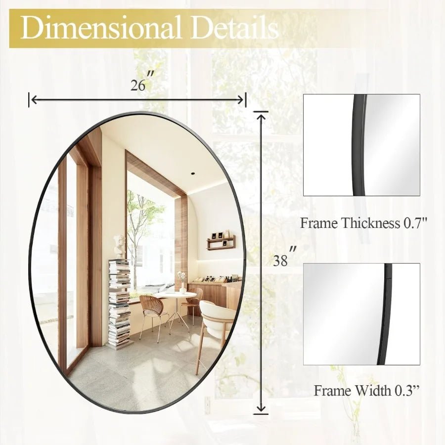 AUROMIR Miroir de salle de bain ovale 26"x38" Miroir mural pour vanité Noir - FATAONAUROMIR Miroir de salle de bain ovale 26"x38" Miroir mural pour vanité NoirSolutions MaisonFATAON