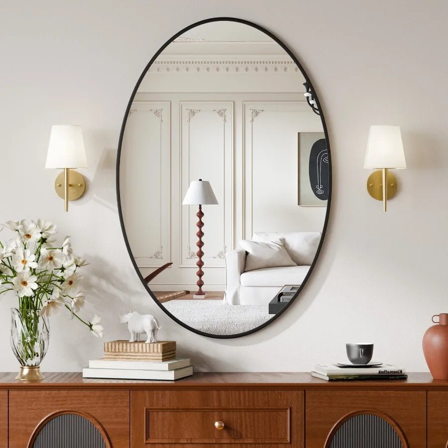 AUROMIR Miroir de salle de bain ovale 26"x38" Miroir mural pour vanité Noir - FATAONAUROMIR Miroir de salle de bain ovale 26"x38" Miroir mural pour vanité NoirSolutions MaisonFATAON