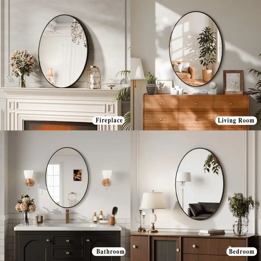 AUROMIR Miroir de salle de bain ovale 26"x38" Miroir mural pour vanité Noir - FATAONAUROMIR Miroir de salle de bain ovale 26"x38" Miroir mural pour vanité NoirSolutions MaisonFATAON