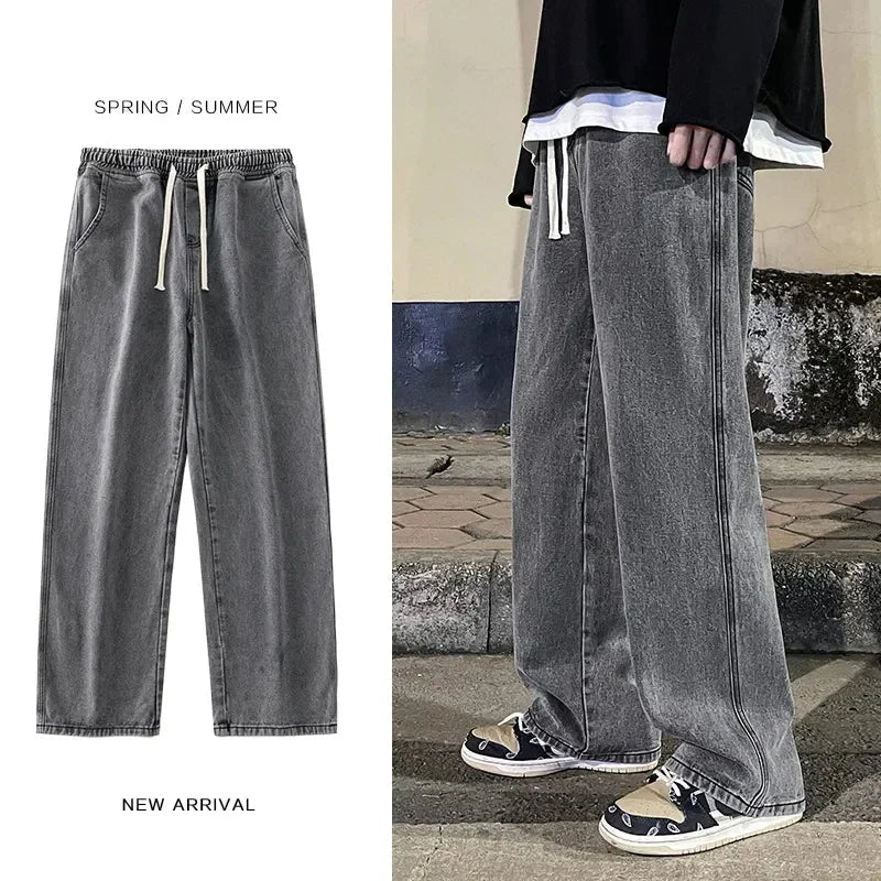 Autumn Korean Fashion Drawstring Y2K Jeans Homme Classic Baggy Straight Wide Leg Pants 2026 New Hip Hop Streetwear Casual Jean - Fix & GoAutumn Korean Fashion Drawstring Y2K Jeans Homme Classic Baggy Straight Wide Leg Pants 2026 New Hip Hop Streetwear Casual JeanFix & Go
