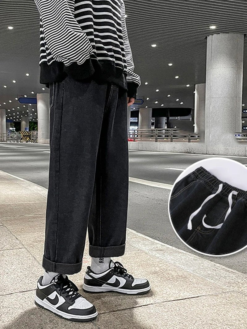 Autumn Korean Fashion Drawstring Y2K Jeans Homme Classic Baggy Straight Wide Leg Pants 2026 New Hip Hop Streetwear Casual Jean - Fix & GoAutumn Korean Fashion Drawstring Y2K Jeans Homme Classic Baggy Straight Wide Leg Pants 2026 New Hip Hop Streetwear Casual JeanFix & Go
