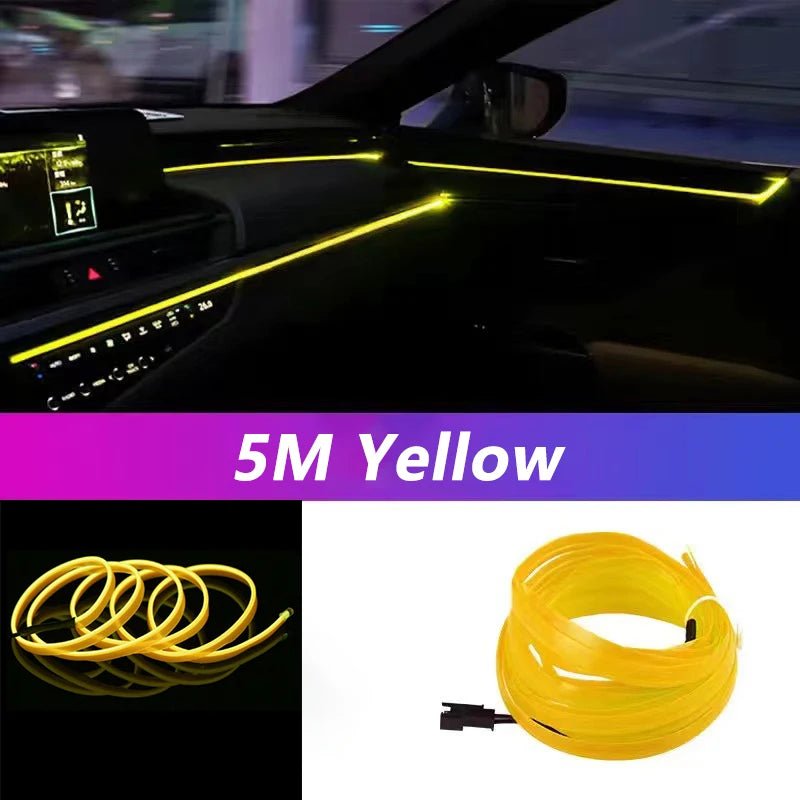 Bande lumineuse LED pour intérieur de voiture, néon, câblage EL, lampe décorative pour auto, bricolage, lumière ambiante flexible, USB, escales de fête, diode, 5m - FATAONBande lumineuse LED pour intérieur de voiture, néon, câblage EL, lampe décorative pour auto, bricolage, lumière ambiante flexible, USB, escales de fête, diode, 5mAccessoire AutoFATAON