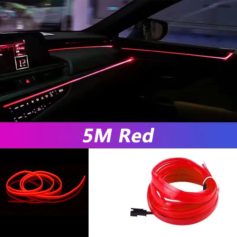 Bande lumineuse LED pour intérieur de voiture, néon, câblage EL, lampe décorative pour auto, bricolage, lumière ambiante flexible, USB, escales de fête, diode, 5m - FATAONBande lumineuse LED pour intérieur de voiture, néon, câblage EL, lampe décorative pour auto, bricolage, lumière ambiante flexible, USB, escales de fête, diode, 5mAccessoire AutoFATAON