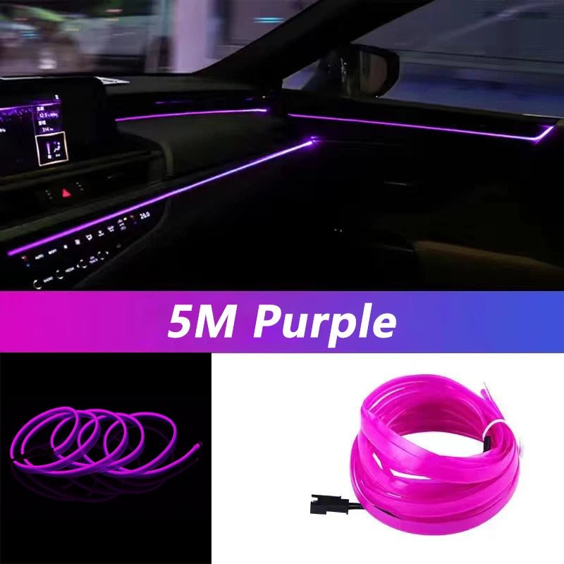 Bande lumineuse LED pour intérieur de voiture, néon, câblage EL, lampe décorative pour auto, bricolage, lumière ambiante flexible, USB, escales de fête, diode, 5m - FATAONBande lumineuse LED pour intérieur de voiture, néon, câblage EL, lampe décorative pour auto, bricolage, lumière ambiante flexible, USB, escales de fête, diode, 5mAccessoire AutoFATAON