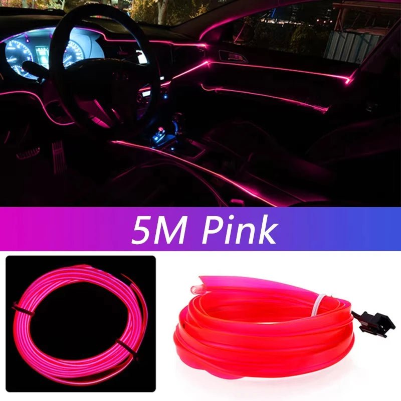 Bande lumineuse LED pour intérieur de voiture, néon, câblage EL, lampe décorative pour auto, bricolage, lumière ambiante flexible, USB, escales de fête, diode, 5m - FATAONBande lumineuse LED pour intérieur de voiture, néon, câblage EL, lampe décorative pour auto, bricolage, lumière ambiante flexible, USB, escales de fête, diode, 5mAccessoire AutoFATAON