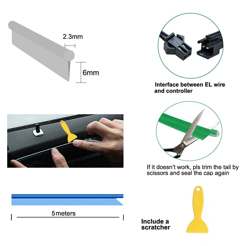 Bande lumineuse LED pour intérieur de voiture, néon, câblage EL, lampe décorative pour auto, bricolage, lumière ambiante flexible, USB, escales de fête, diode, 5m - FATAONBande lumineuse LED pour intérieur de voiture, néon, câblage EL, lampe décorative pour auto, bricolage, lumière ambiante flexible, USB, escales de fête, diode, 5mAccessoire AutoFATAON