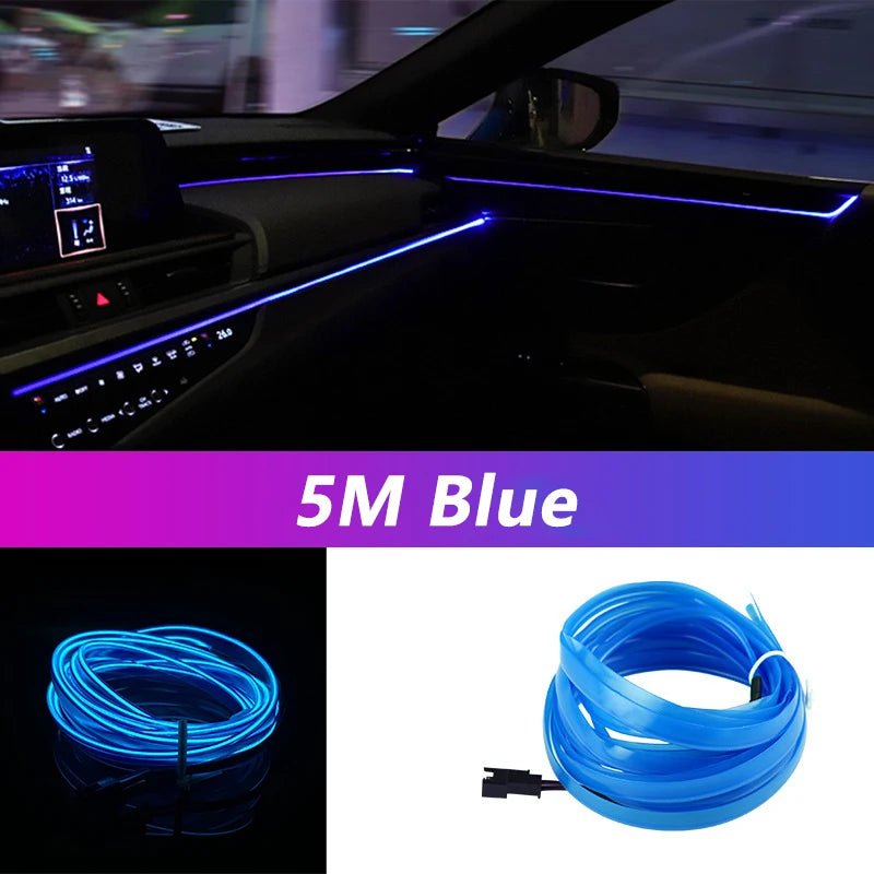 Bande lumineuse LED pour intérieur de voiture, néon, câblage EL, lampe décorative pour auto, bricolage, lumière ambiante flexible, USB, escales de fête, diode, 5m - FATAONBande lumineuse LED pour intérieur de voiture, néon, câblage EL, lampe décorative pour auto, bricolage, lumière ambiante flexible, USB, escales de fête, diode, 5mAccessoire AutoFATAON