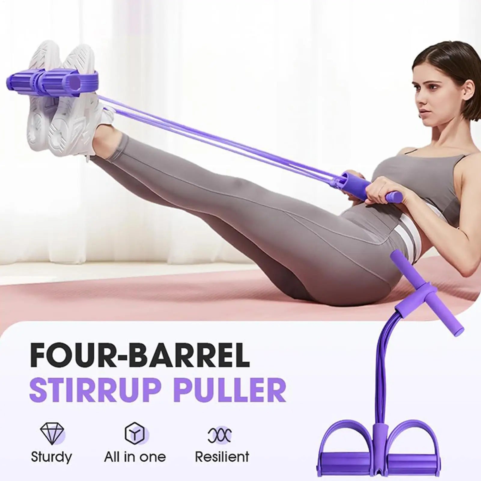 Bandes de résistance de Fitness, extracteur de pédale à 4 tubes, poignées de bande de résistance, corde attachée, équipement d'entraînement assis domestique - FATAONBandes de résistance de Fitness, extracteur de pédale à 4 tubes, poignées de bande de résistance, corde attachée, équipement d'entraînement assis domestiqueFitness & SportFATAON