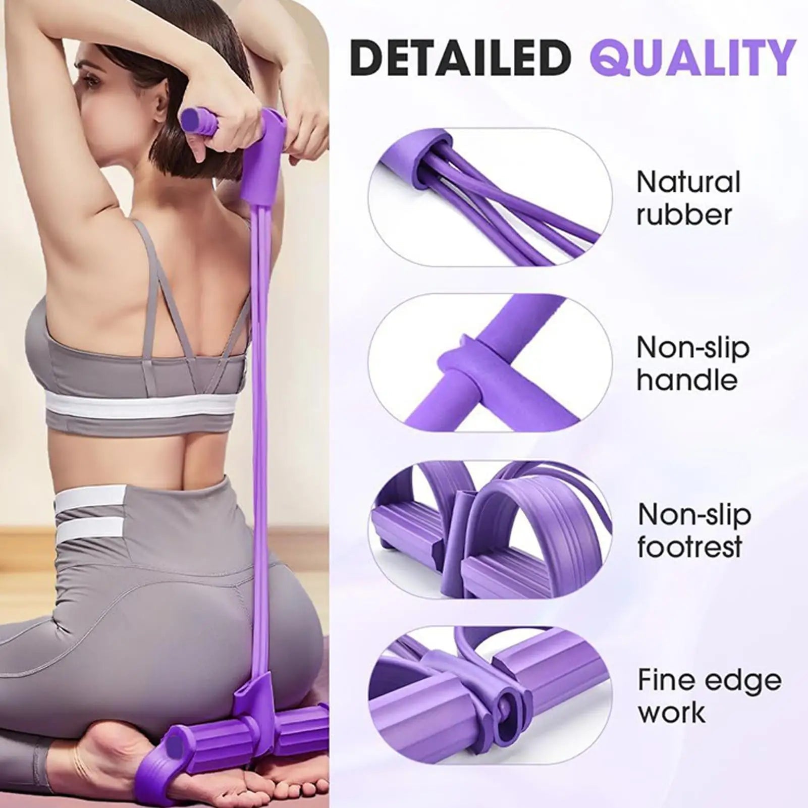Bandes de résistance de Fitness, extracteur de pédale à 4 tubes, poignées de bande de résistance, corde attachée, équipement d'entraînement assis domestique - FATAONBandes de résistance de Fitness, extracteur de pédale à 4 tubes, poignées de bande de résistance, corde attachée, équipement d'entraînement assis domestiqueFitness & SportFATAON