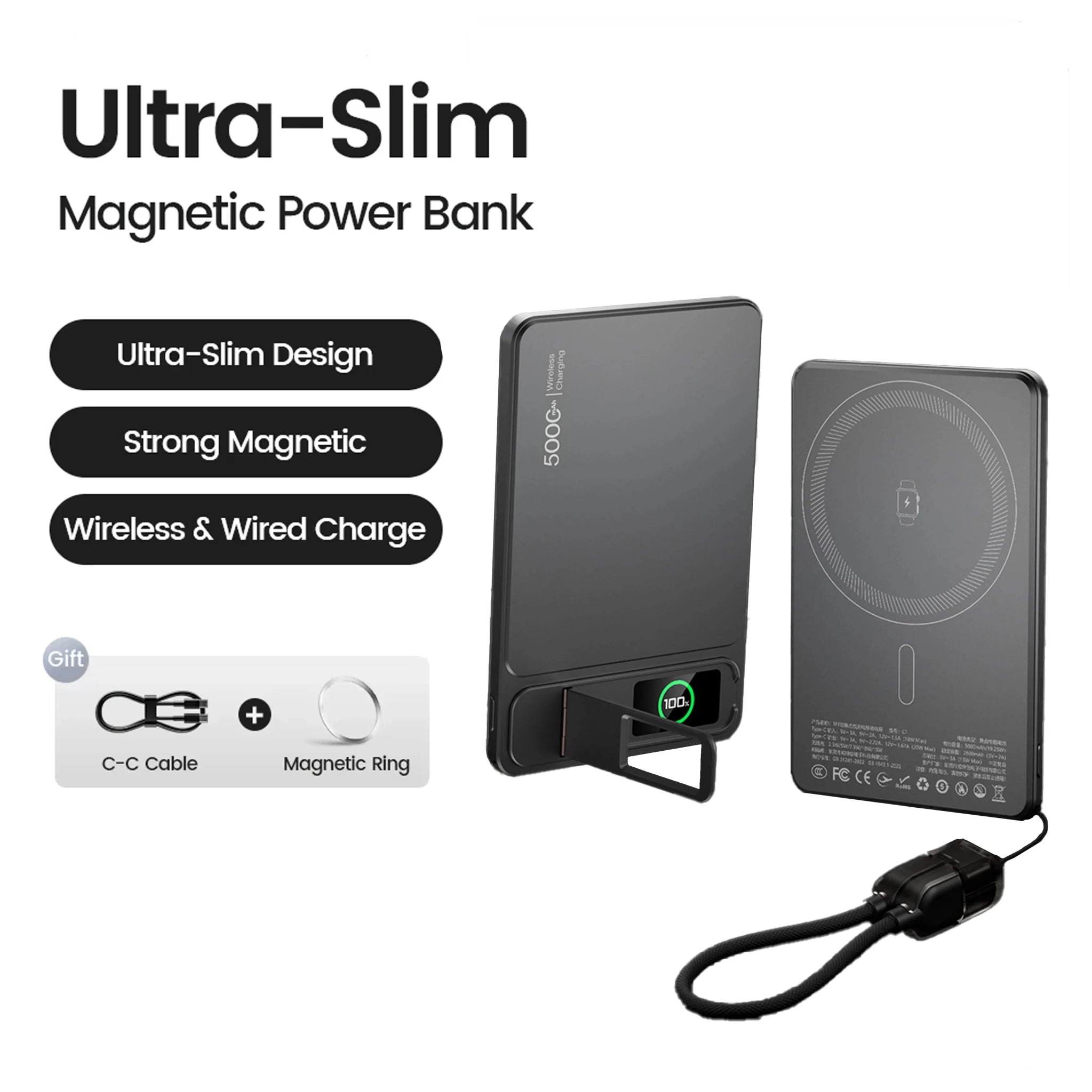 Batterie externe magnétique 10000 mAh pour MagSafe, charge sans fil 20W, batterie externe portable mince pour iPhone 17 16 15 14 13 Pro Max - FATAONBatterie externe magnétique 10000 mAh pour MagSafe, charge sans fil 20W, batterie externe portable mince pour iPhone 17 16 15 14 13 Pro MaxTechnologie PortableFATAON
