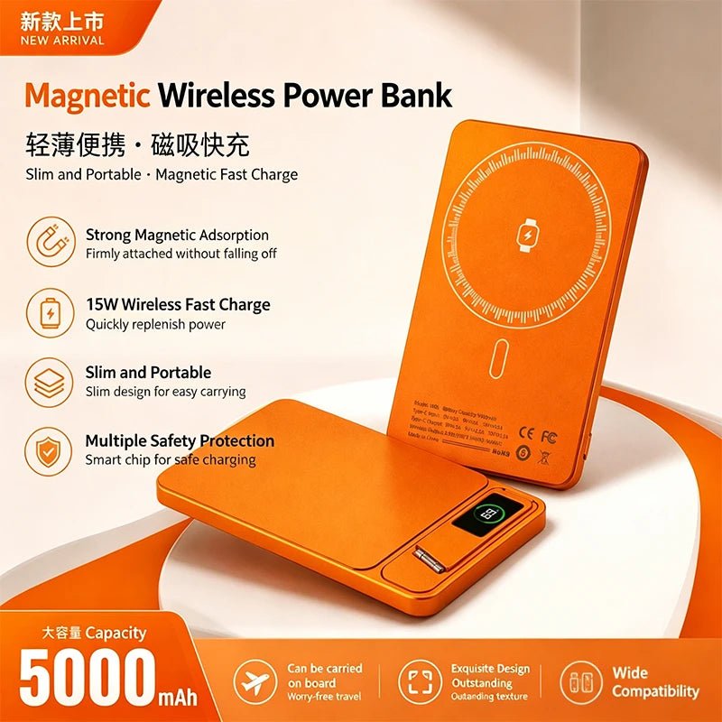 Batterie externe portable W05 5000 mAh ultra - fine compatible avec la charge rapide magnétique sans fil 20W pour MagSafe, iPhone 12 - 17 et iWatch - FATAONBatterie externe portable W05 5000 mAh ultra - fine compatible avec la charge rapide magnétique sans fil 20W pour MagSafe, iPhone 12 - 17 et iWatchTechnologie PortableFATAON