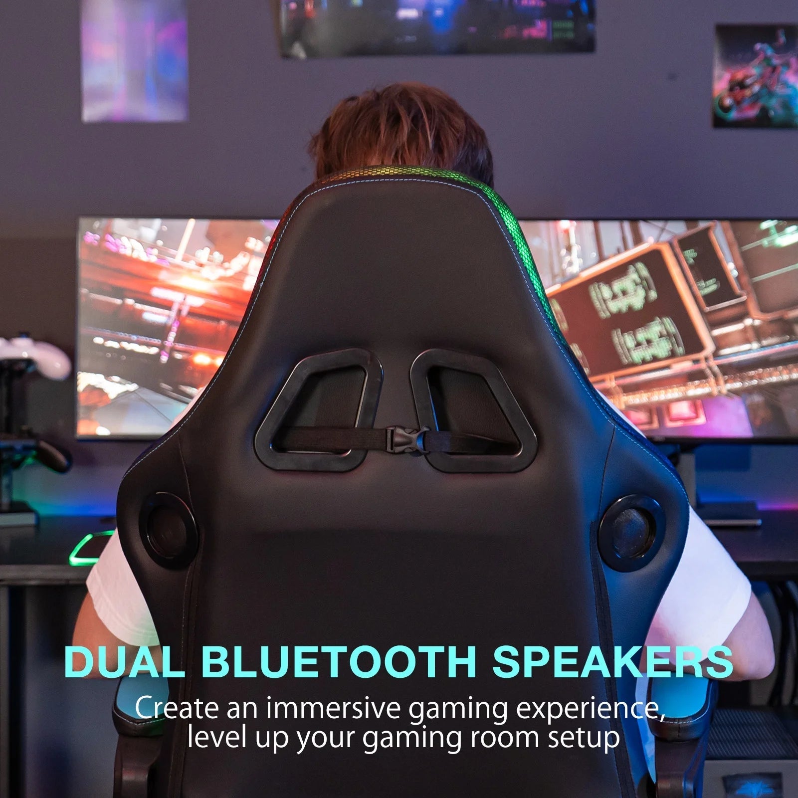 Big and Tall Gaming Chair with Speakers and RGB Lights, Gamer Chair with Footrest, Lumbar Support Height Adjustable 360 - Swivel Seat and Headrest for Adults, 400Lbs - Fix & GoBig and Tall Gaming Chair with Speakers and RGB Lights, Gamer Chair with Footrest, Lumbar Support Height Adjustable 360 - Swivel Seat and Headrest for Adults, 400LbsFix & Go