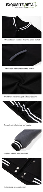 Black White Jacket Coats 5XL Loose Oversized Clothes Casual Men Women Baseball Clothes Couple Street Coat Warm Fleece Jackets - Fix & GoBlack White Jacket Coats 5XL Loose Oversized Clothes Casual Men Women Baseball Clothes Couple Street Coat Warm Fleece JacketsFix & Go