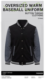 Black White Jacket Coats 5XL Loose Oversized Clothes Casual Men Women Baseball Clothes Couple Street Coat Warm Fleece Jackets - Fix & GoBlack White Jacket Coats 5XL Loose Oversized Clothes Casual Men Women Baseball Clothes Couple Street Coat Warm Fleece JacketsFix & Go