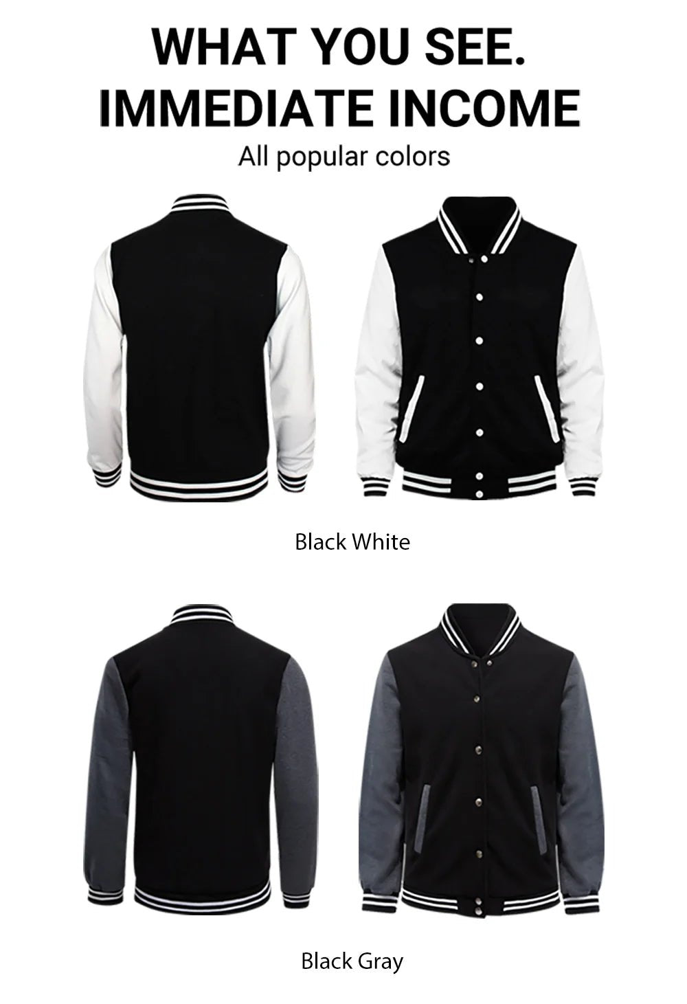 Black White Jacket Coats 5XL Loose Oversized Clothes Casual Men Women Baseball Clothes Couple Street Coat Warm Fleece Jackets - Fix & GoBlack White Jacket Coats 5XL Loose Oversized Clothes Casual Men Women Baseball Clothes Couple Street Coat Warm Fleece JacketsFix & Go