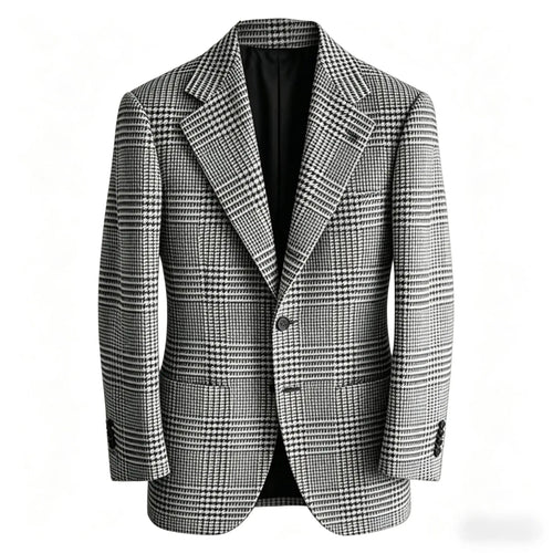 Blazer Homme Slim Fit en Mélange de Laine à Carreaux Pied-de-Poule, Veste Décontractée à Deux Boutons avec Revers Cranté, Idéal pour Tenues Professionnelles et Formelles - FATAONBlazer Homme Slim Fit en Mélange de Laine à Carreaux Pied-de-Poule, Veste Décontractée à Deux Boutons avec Revers Cranté, Idéal pour Tenues Professionnelles et FormellesMode HommeFATAON