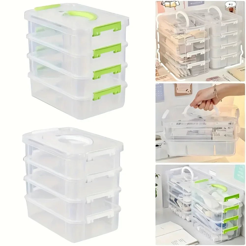 Boîte de rangement en plastique Transparent à 4 couches, couvercle de tiroir cloisonné, boîte de rangement de blocs de construction, boîte de rangement Portable - FATAONBoîte de rangement en plastique Transparent à 4 couches, couvercle de tiroir cloisonné, boîte de rangement de blocs de construction, boîte de rangement PortableSolutions MaisonFATAON