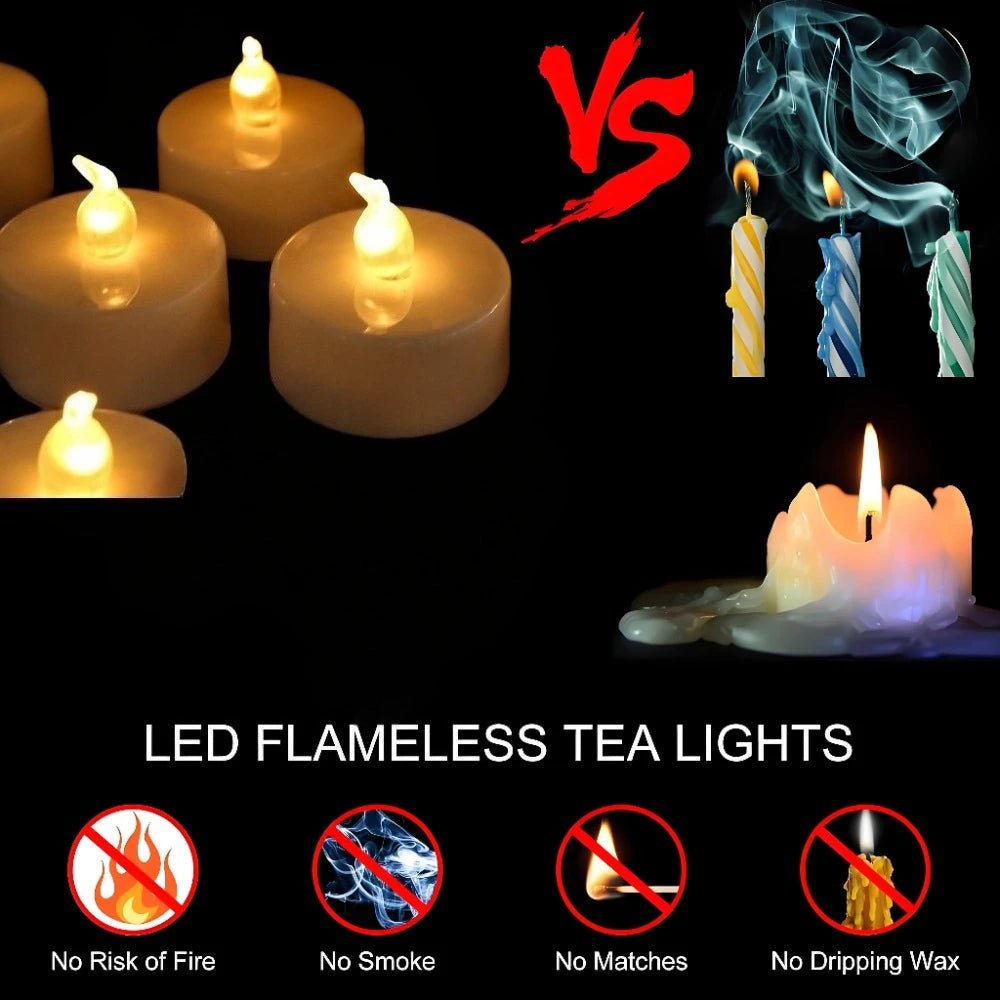 Bougies chauffe-plat LED réalistes scintillantes à piles, bougies électriques longue durée pour décoration de mariage de noël - FATAONBougies chauffe-plat LED réalistes scintillantes à piles, bougies électriques longue durée pour décoration de mariage de noëlSolutions MaisonFATAON