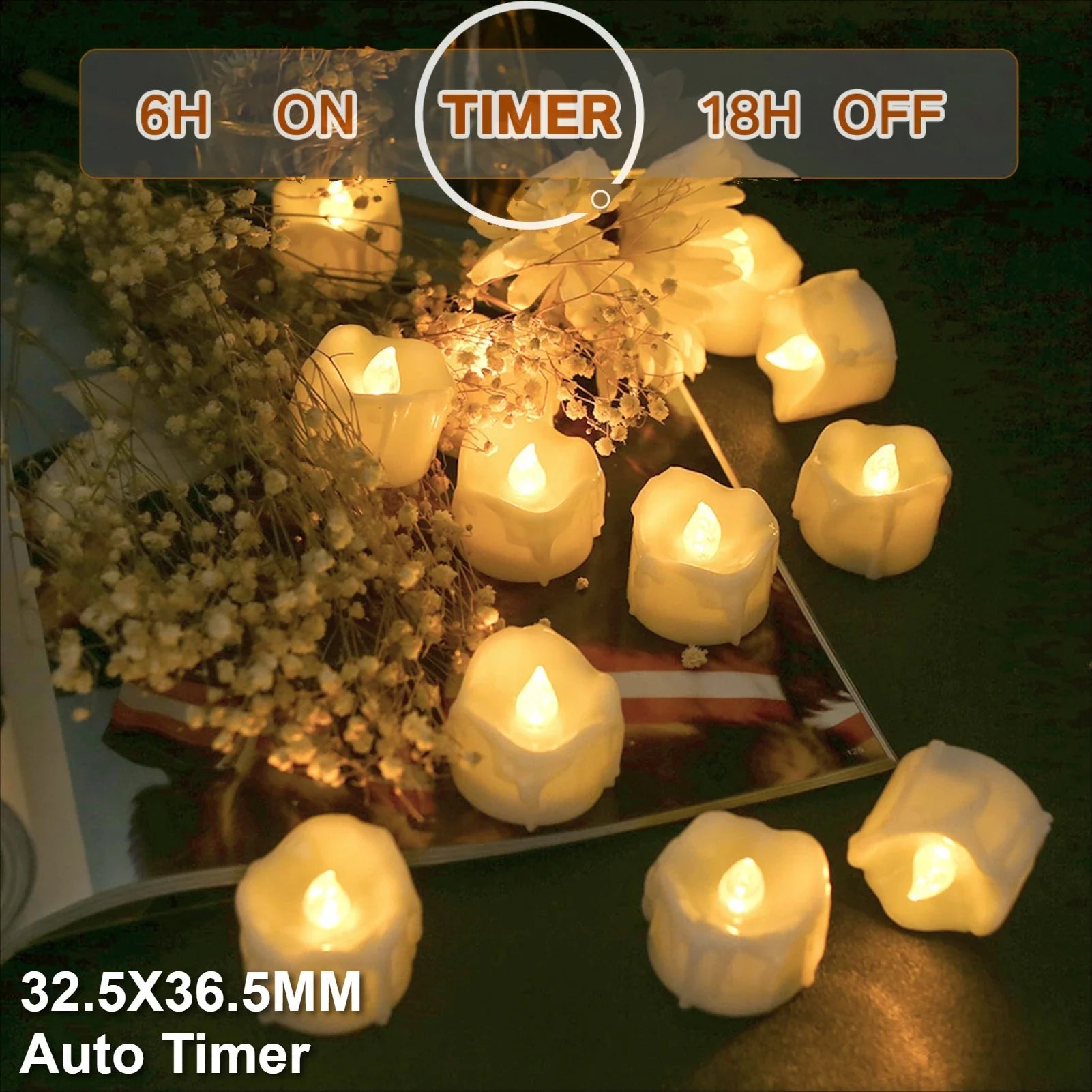 Bougies chauffe-plat LED réalistes scintillantes à piles, bougies électriques longue durée pour décoration de mariage de noël - FATAONBougies chauffe-plat LED réalistes scintillantes à piles, bougies électriques longue durée pour décoration de mariage de noëlSolutions MaisonFATAON