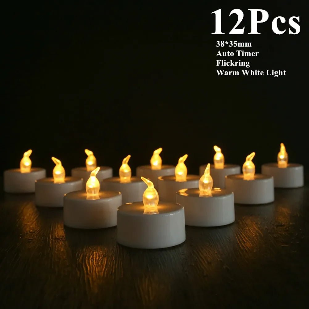 Bougies chauffe-plat LED réalistes scintillantes à piles, bougies électriques longue durée pour décoration de mariage de noël - FATAONBougies chauffe-plat LED réalistes scintillantes à piles, bougies électriques longue durée pour décoration de mariage de noëlSolutions MaisonFATAON