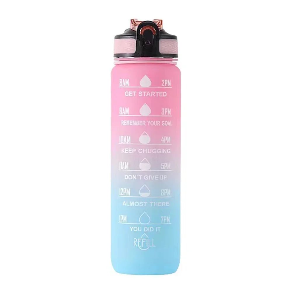Bouteille d'eau de sport 1L avec paille, marqueur de temps, dégradé de couleur, bouteille de motivation, étanche, tasse d'eau potable pour étudiant en plein air - FATAONBouteille d'eau de sport 1L avec paille, marqueur de temps, dégradé de couleur, bouteille de motivation, étanche, tasse d'eau potable pour étudiant en plein airMatériel sportifFATAON