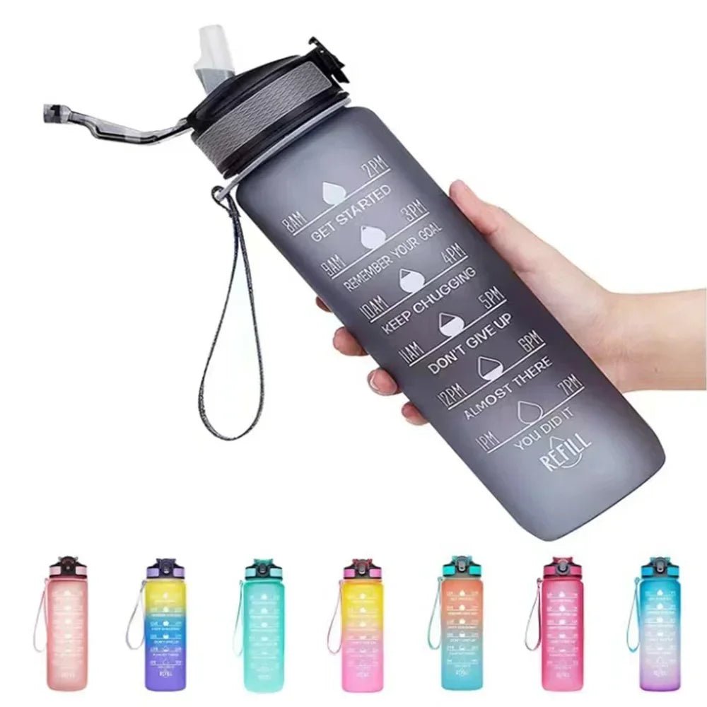 Bouteille d'eau de sport 1L avec paille, marqueur de temps, dégradé de couleur, bouteille de motivation, étanche, tasse d'eau potable pour étudiant en plein air - FATAONBouteille d'eau de sport 1L avec paille, marqueur de temps, dégradé de couleur, bouteille de motivation, étanche, tasse d'eau potable pour étudiant en plein airMatériel sportifFATAON