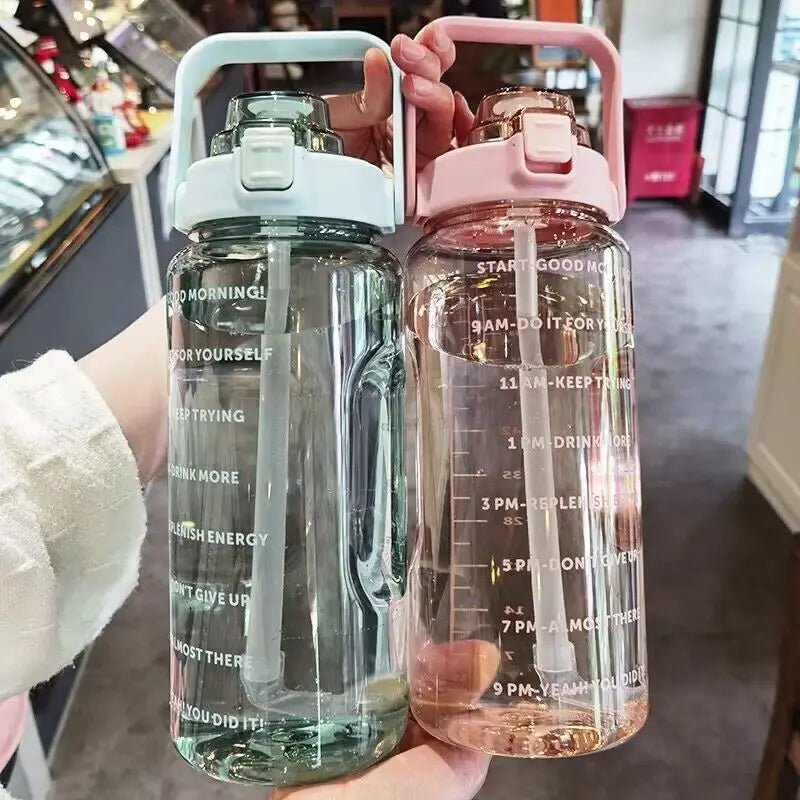 Bouteille d'eau en plastique avec paille de 2 litres, grande bouteille de voyage Portable pour filles, tasse de sport, Fitness, vélo, grande tasse de graisse - FATAONBouteille d'eau en plastique avec paille de 2 litres, grande bouteille de voyage Portable pour filles, tasse de sport, Fitness, vélo, grande tasse de graisseFitness & SportFATAON