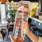 Bouteille d'eau en plastique avec paille de 2 litres, grande bouteille de voyage Portable pour filles, tasse de sport, Fitness, vélo, grande tasse de graisse - FATAONBouteille d'eau en plastique avec paille de 2 litres, grande bouteille de voyage Portable pour filles, tasse de sport, Fitness, vélo, grande tasse de graisseFitness & SportFATAON