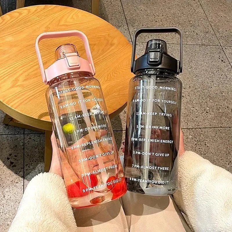 Bouteille d'eau en plastique avec paille de 2 litres, grande bouteille de voyage Portable pour filles, tasse de sport, Fitness, vélo, grande tasse de graisse - FATAONBouteille d'eau en plastique avec paille de 2 litres, grande bouteille de voyage Portable pour filles, tasse de sport, Fitness, vélo, grande tasse de graisseFitness & SportFATAON