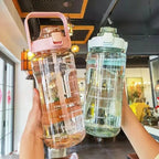 Bouteille d'eau en plastique avec paille de 2 litres, grande bouteille de voyage Portable pour filles, tasse de sport, Fitness, vélo, grande tasse de graisse - FATAONBouteille d'eau en plastique avec paille de 2 litres, grande bouteille de voyage Portable pour filles, tasse de sport, Fitness, vélo, grande tasse de graisseFitness & SportFATAON