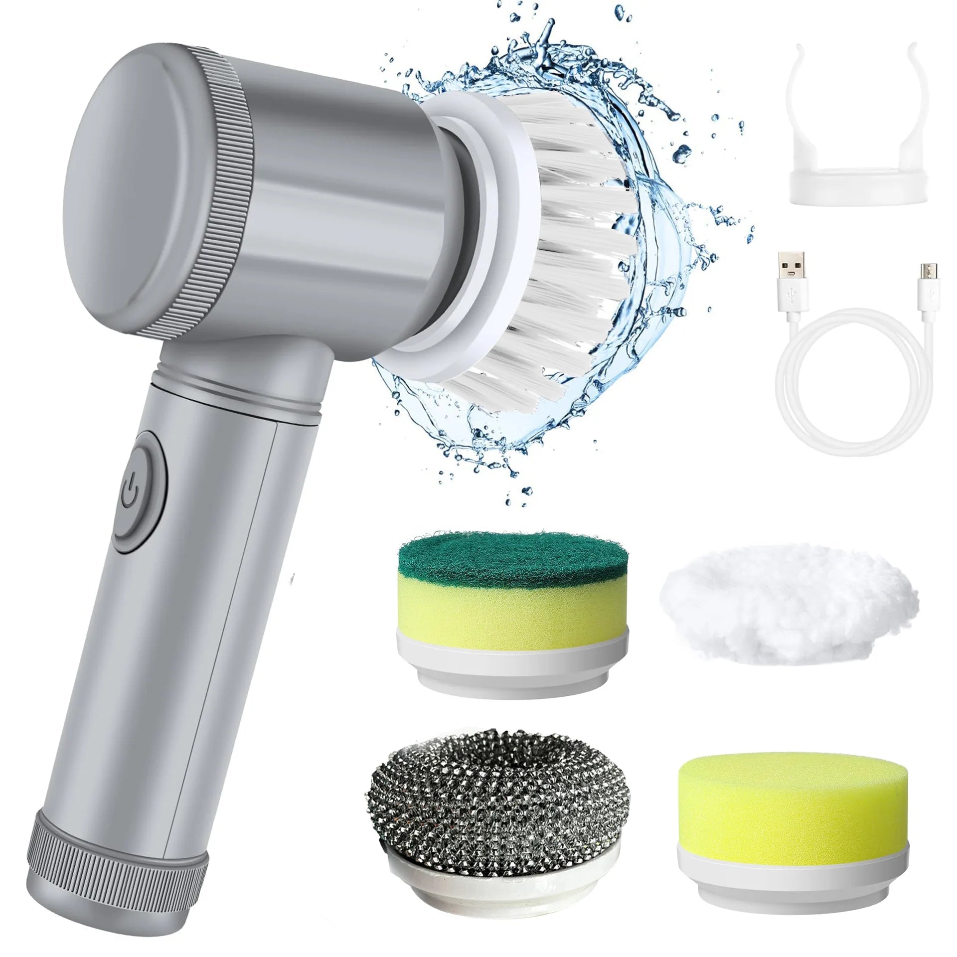 Brosse de nettoyage électrique 5 en 1, épurateur rotatif, brosse de nettoyage de salle de bains avec 5 têtes de brosse, brosse de nettoyage de cuisine et de vaisselle, Gadgets - FATAONBrosse de nettoyage électrique 5 en 1, épurateur rotatif, brosse de nettoyage de salle de bains avec 5 têtes de brosse, brosse de nettoyage de cuisine et de vaisselle, GadgetsSolutions MaisonFATAON