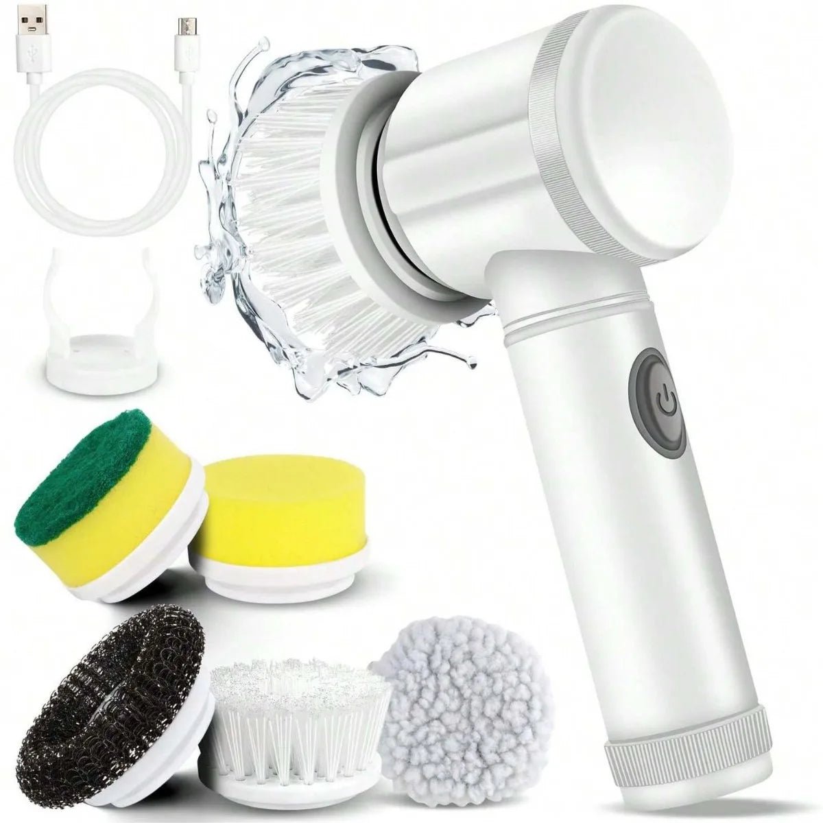 Brosse de nettoyage électrique 5 en 1, épurateur rotatif, brosse de nettoyage de salle de bains avec 5 têtes de brosse, brosse de nettoyage de cuisine et de vaisselle, Gadgets - FATAONBrosse de nettoyage électrique 5 en 1, épurateur rotatif, brosse de nettoyage de salle de bains avec 5 têtes de brosse, brosse de nettoyage de cuisine et de vaisselle, GadgetsSolutions MaisonFATAON